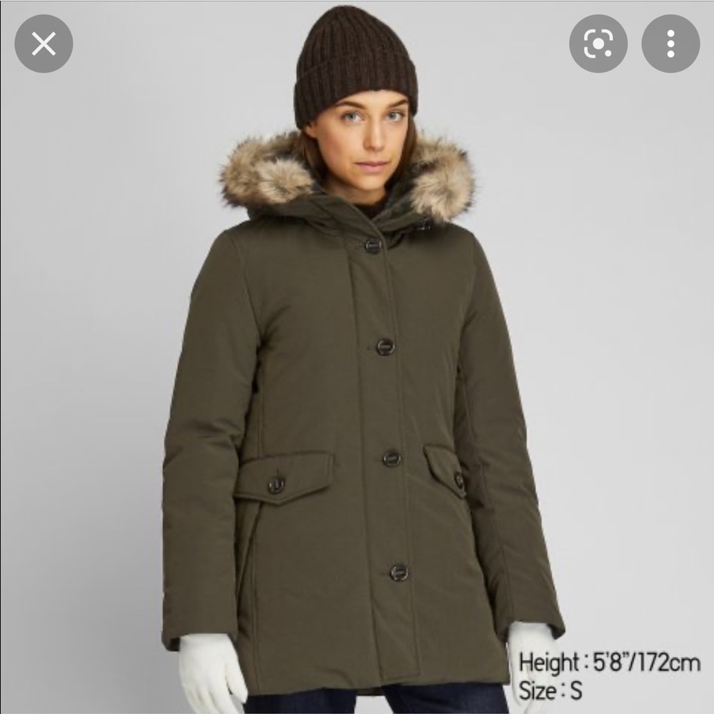 Uniqlo Hybrid Down Short Coat Dark Green XL